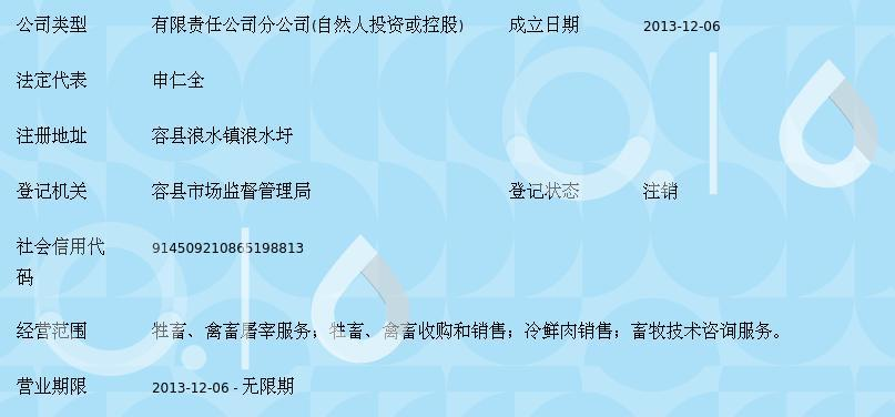 广西容县天天食品浪水镇屠宰场